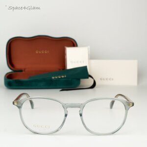 BRAND NEW Gucci GG0551O 014 Transparent Milky Light Grey Women Round Eyeglasses